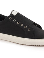 Shop Men Black Elastic Closure Comfort Canvas Denim Slip On Sneaker Shoes Online.