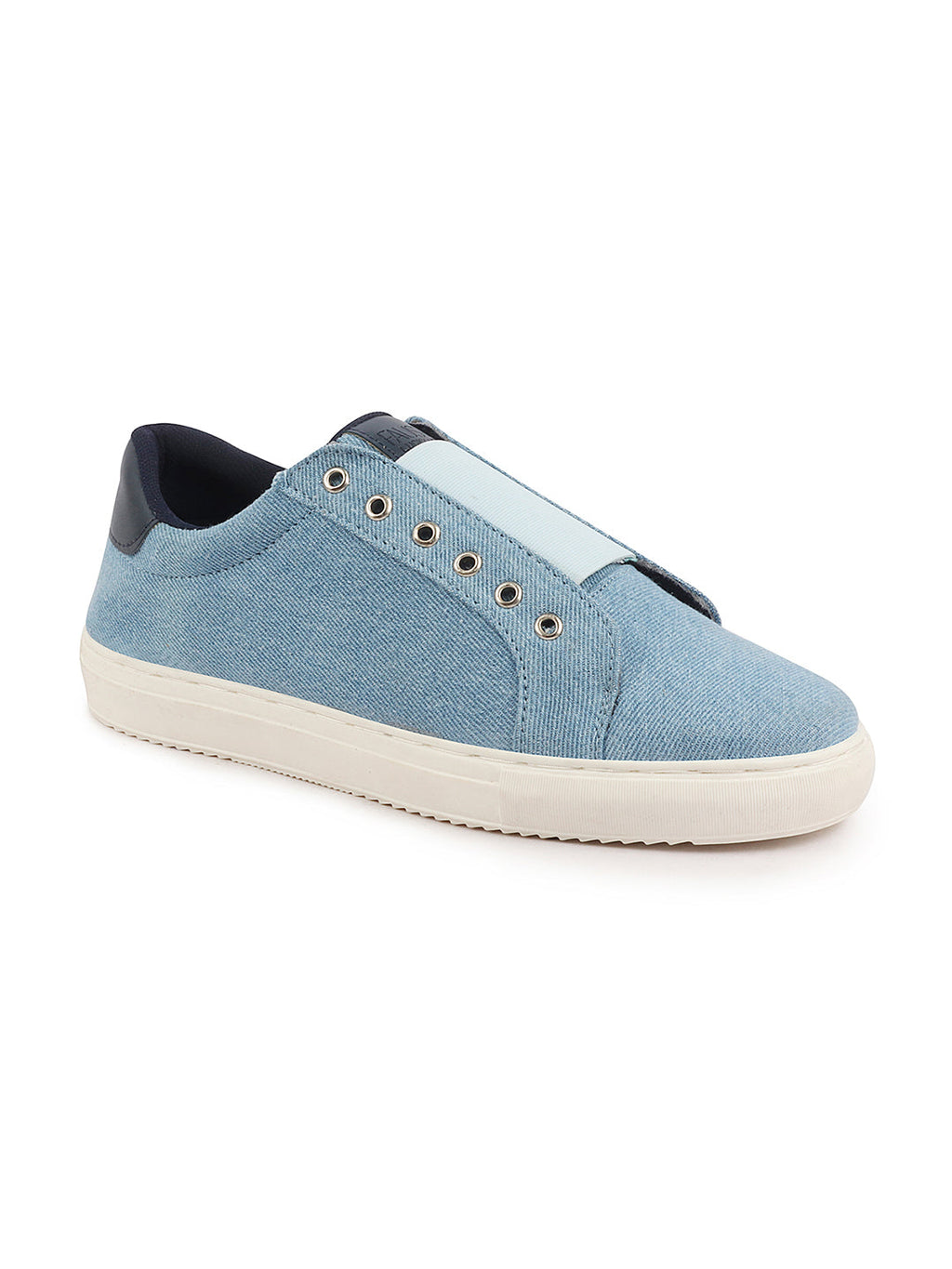 Shop Men Sky Blue Elastic Closure Comfort Canvas Denim Slip On Sneaker Shoes Online.