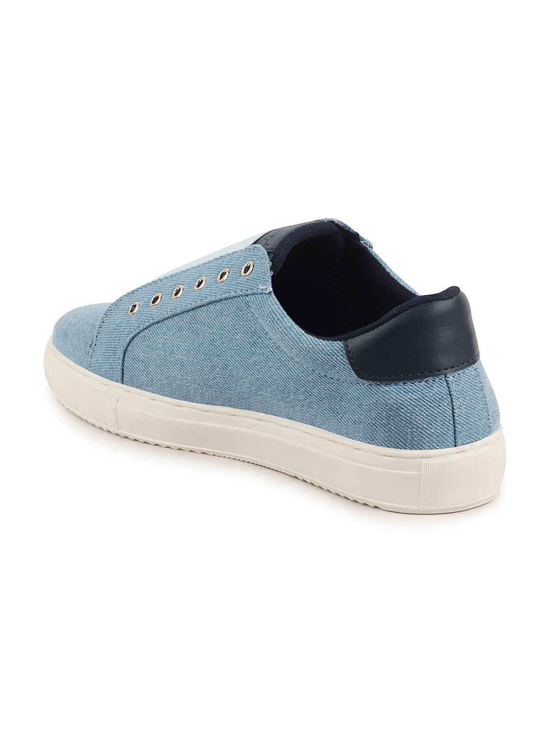 Shop Men Sky Blue Elastic Closure Comfort Canvas Denim Slip On Sneaker Shoes Online.