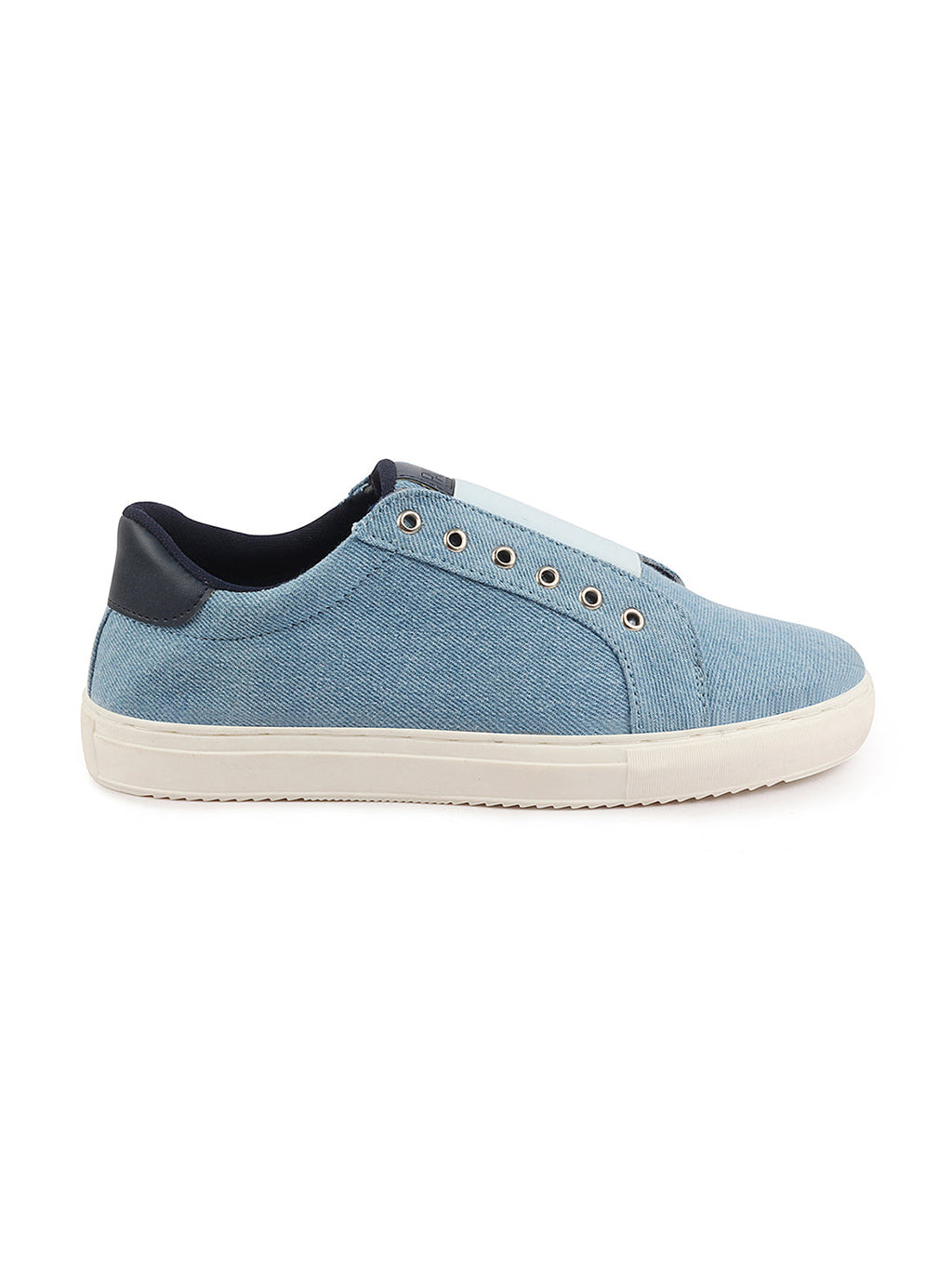 Shop Men Sky Blue Elastic Closure Comfort Canvas Denim Slip On Sneaker Shoes Online.