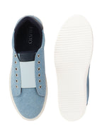 Shop Men Sky Blue Elastic Closure Comfort Canvas Denim Slip On Sneaker Shoes Online.
