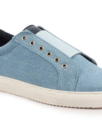 Shop Men Sky Blue Elastic Closure Comfort Canvas Denim Slip On Sneaker Shoes Online.