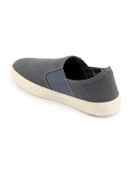 Shop Men Grey Colorblocked Denim/Canvas Slip On Casual Loafer Shoes Online.
