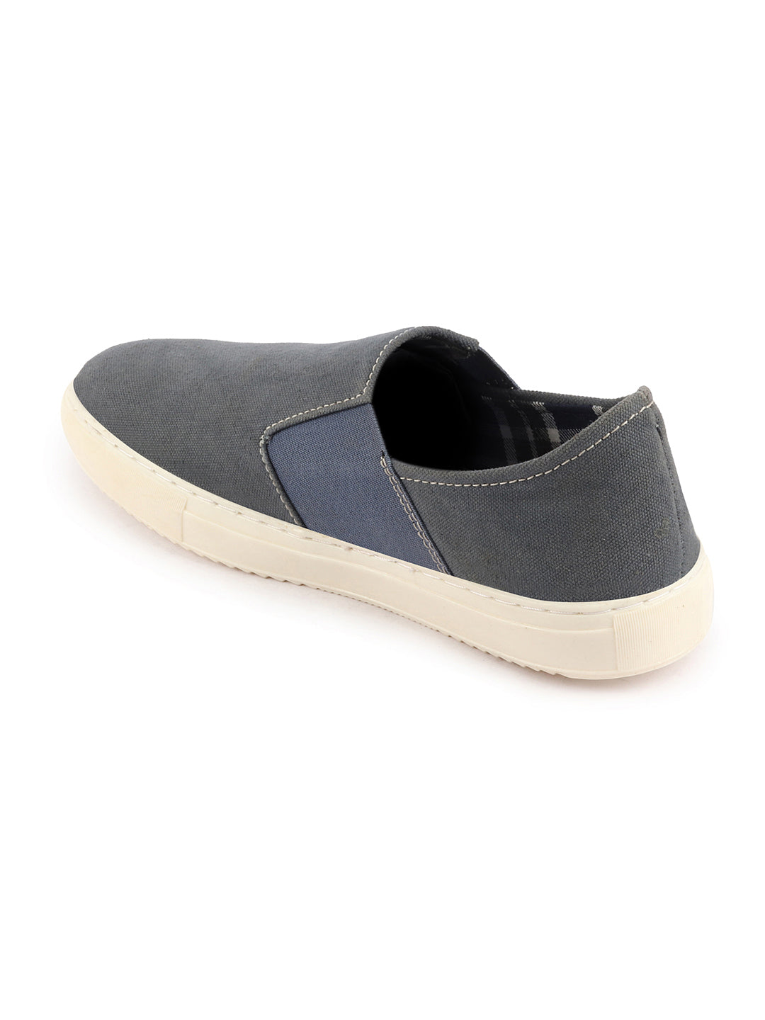Shop Men Grey Colorblocked Denim/Canvas Slip On Casual Loafer Shoes Online.