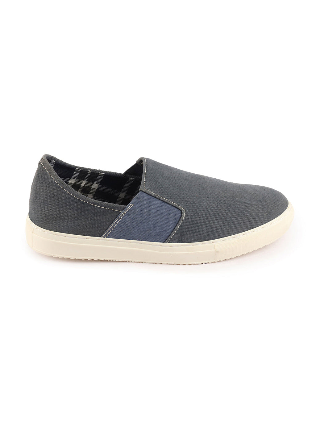 Shop Men Grey Colorblocked Denim/Canvas Slip On Casual Loafer Shoes Online.