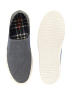 Shop Men Grey Colorblocked Denim/Canvas Slip On Casual Loafer Shoes Online.