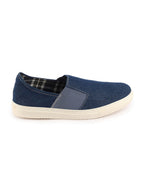 Shop Men Navy Blue Colorblocked Denim/Canvas Slip On Casual Loafer Shoes Online.