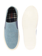 Shop Men Sky Blue Colorblocked Denim/Canvas Slip On Casual Loafer Shoes Online.