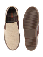 Shop Men Beige Colorblocked Classic Jute/Fabric Slip On Canvas Sneaker Slip On Casual Shoes Online.