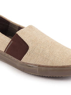 Shop Men Beige Colorblocked Classic Jute/Fabric Slip On Canvas Sneaker Slip On Casual Shoes Online.