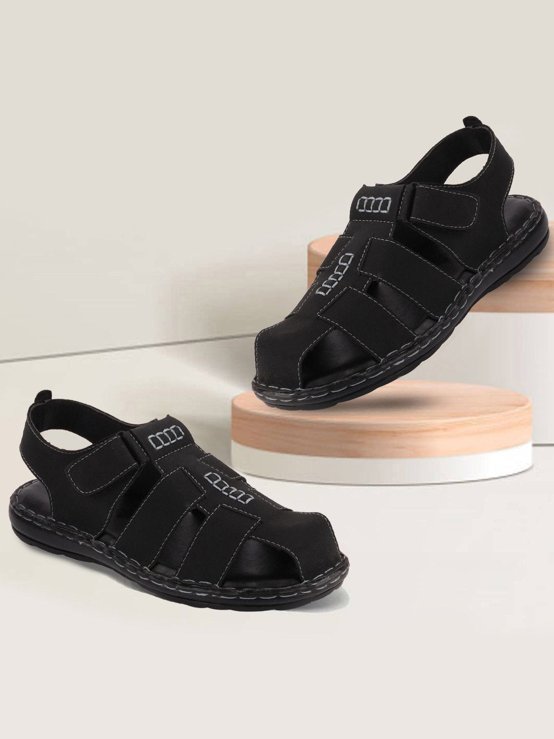 Black fisherman sandals sales