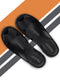 Men Black Casual Leather Slip-On Slippers