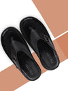 Men Black Casual Leather Slip-On Outdoor Slippers