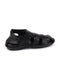 Men Black Formal Leather Hook & Loop Flat Sandals