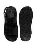Men Black Formal Hook & Loop Outdoor Sandals
