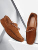 Men Tan Casual Suede Slip-On Loafers