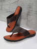 Men Brown Side Stitched Slippers