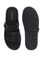 Shop Men Black Slip On TPR Sole Side Stitch Outdoor & Indoor Slippers Online.