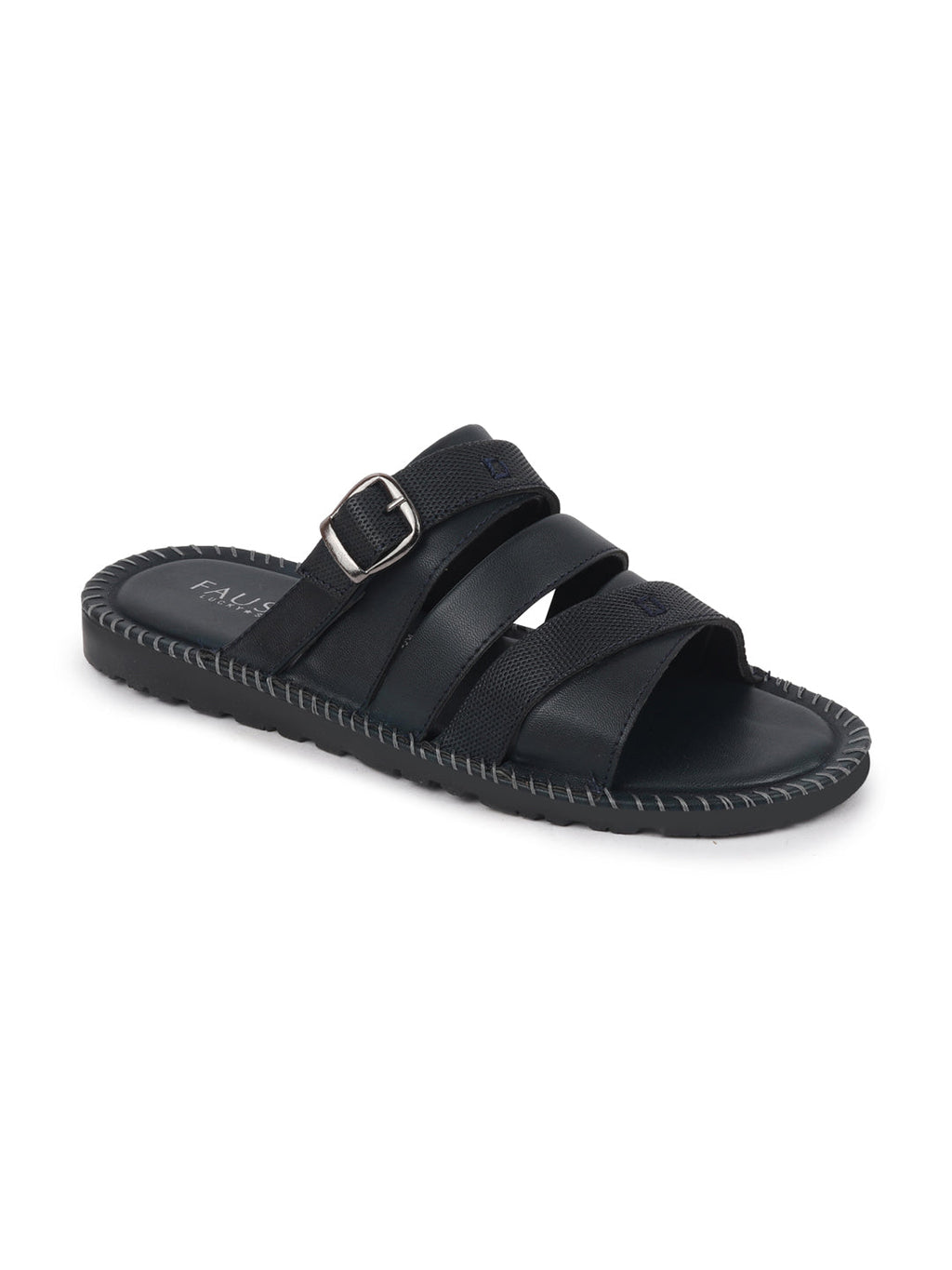 Shop Men Navy Blue Slip On TPR Sole Side Stitch Outdoor & Indoor Slippers Online.