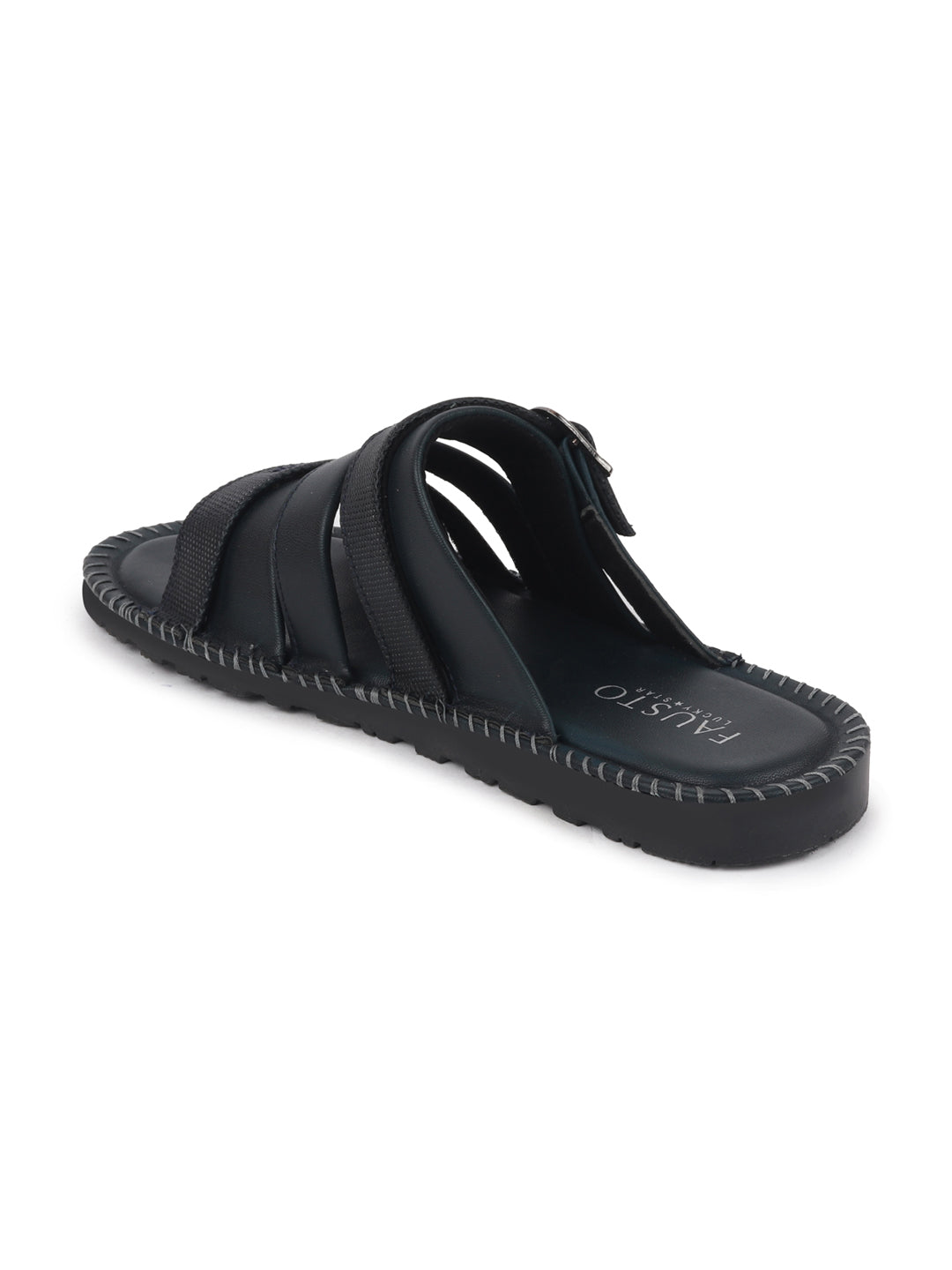 Shop Men Navy Blue Slip On TPR Sole Side Stitch Outdoor & Indoor Slippers Online.