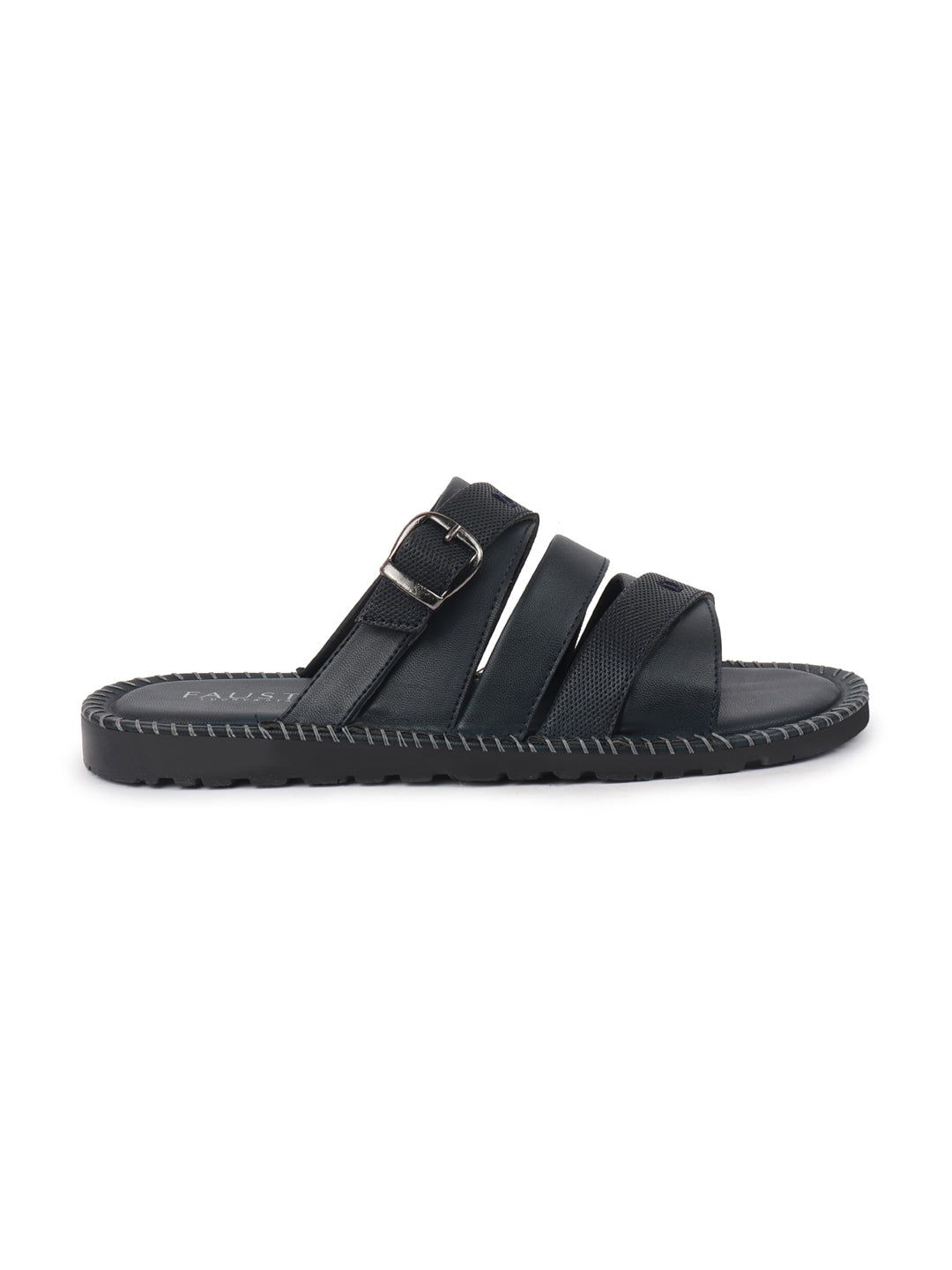 Shop Men Navy Blue Slip On TPR Sole Side Stitch Outdoor & Indoor Slippers Online.