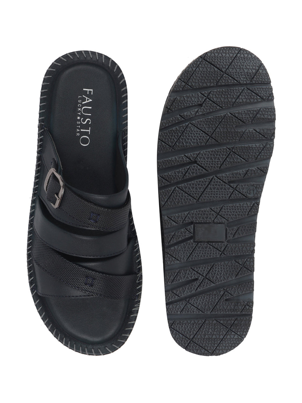 Shop Men Navy Blue Slip On TPR Sole Side Stitch Outdoor & Indoor Slippers Online.