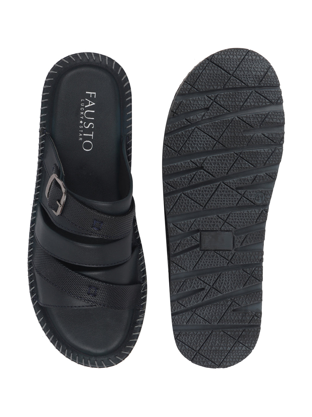 Shop Men Navy Blue Slip On TPR Sole Side Stitch Outdoor & Indoor Slippers Online.