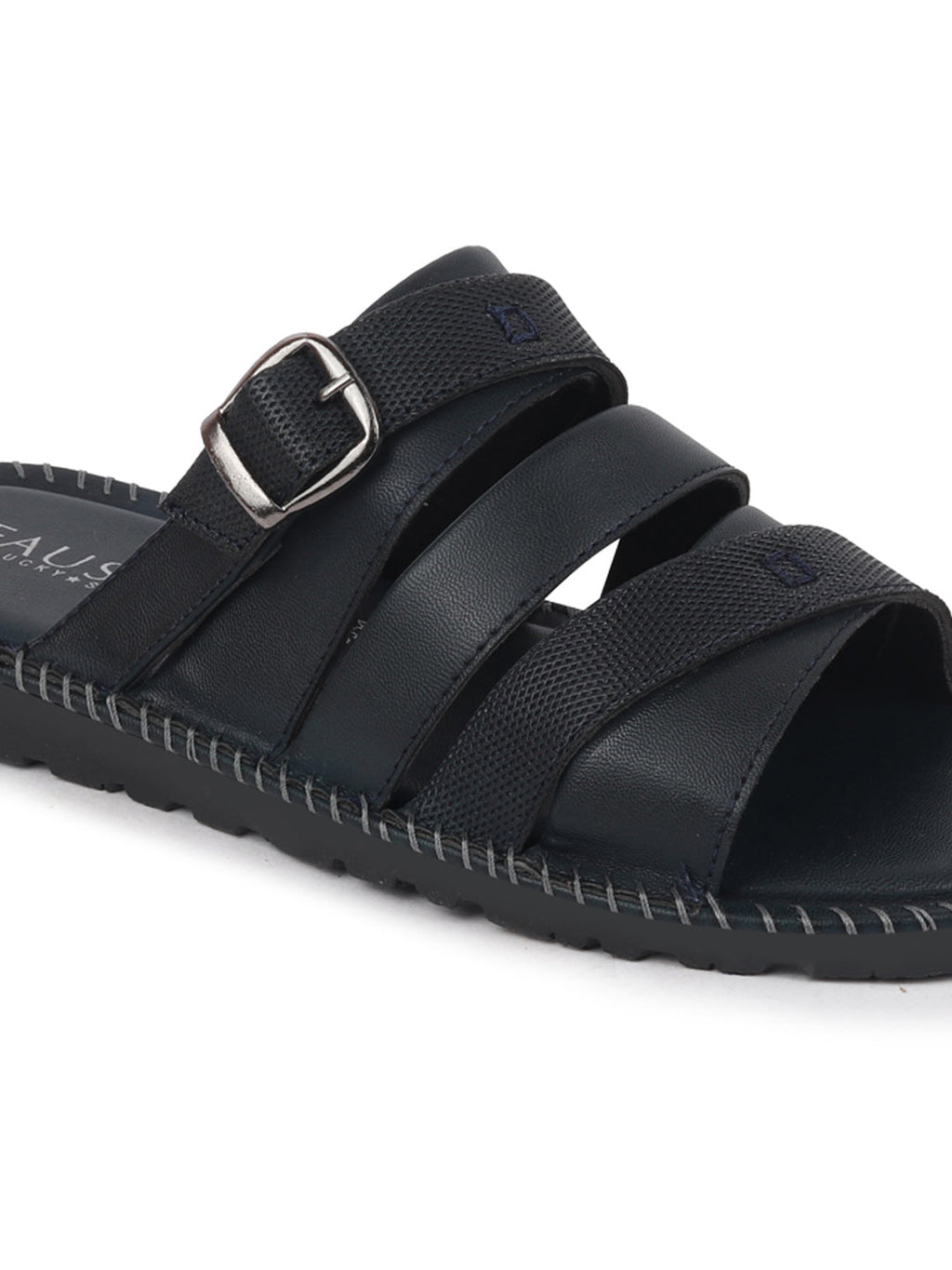 Shop Men Navy Blue Slip On TPR Sole Side Stitch Outdoor & Indoor Slippers Online.