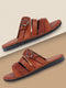 Men Tan Slip On TPR Sole Side Stitch Outdoor & Indoor Slippers