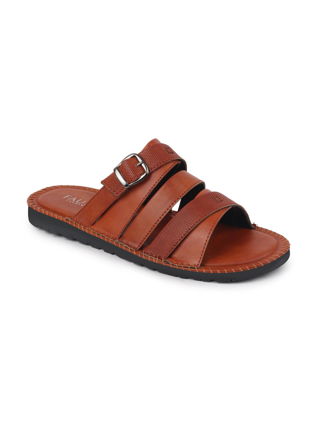 Shop Men Tan Slip On TPR Sole Side Stitch Outdoor & Indoor Slippers Online.