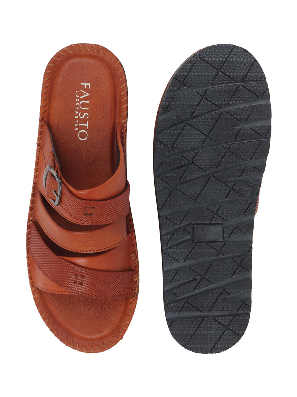 Shop Men Tan Slip On TPR Sole Side Stitch Outdoor & Indoor Slippers Online.