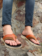 Shop Men Tan Slip On Casual Flexible Phylon Sole Slippers Online.