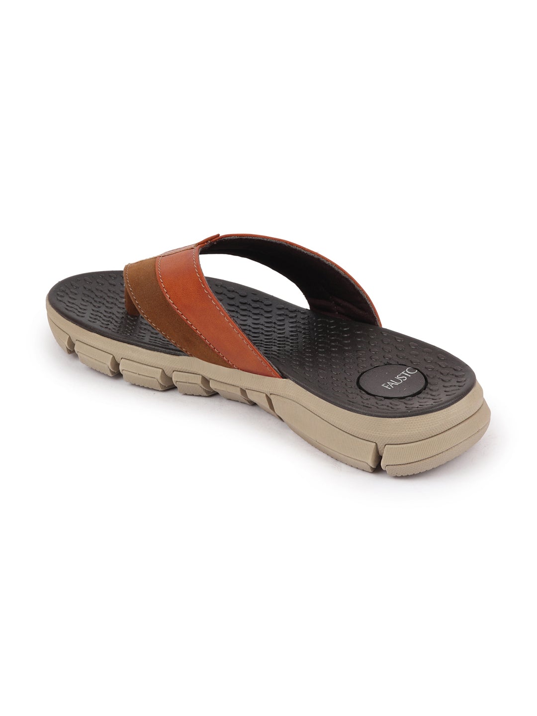 Shop Men Tan Slip On Casual Flexible Phylon Sole Slippers Online.
