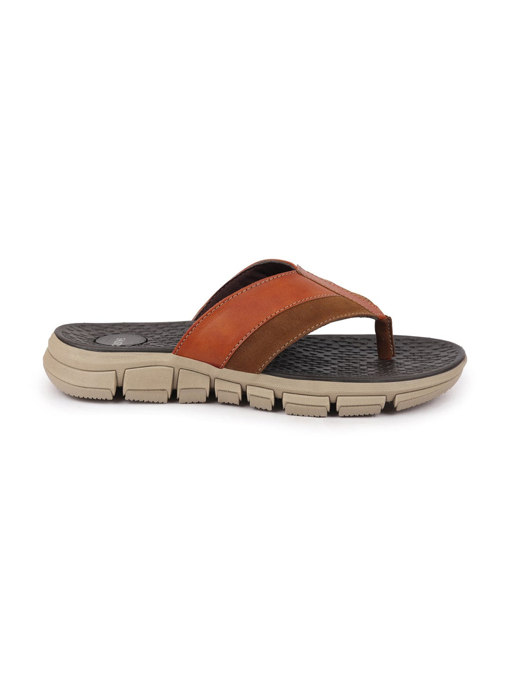 Shop Men Tan Slip On Casual Flexible Phylon Sole Slippers Online.