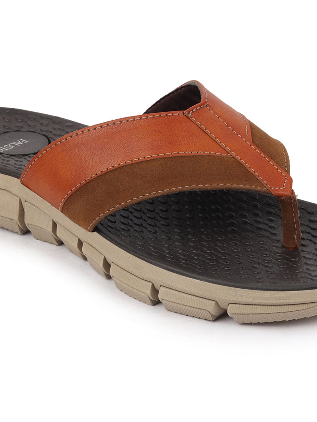 Shop Men Tan Slip On Casual Flexible Phylon Sole Slippers Online.