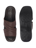 Men Brown Slip On Leather Outdoor Lightweight Cushioned Slippers