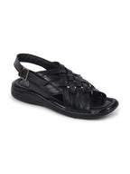 shop men black buckle criss cross strap leather sandals online.