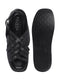 Men Black Buckle Criss Cross Strap Leather Sandals