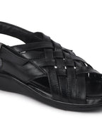shop men black buckle criss cross strap leather sandals online.