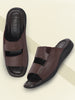 Men Brown Leather Outdoor Lightweight Cushioned Slip On Slippers