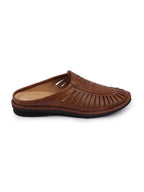 Shop Men Brown Back Open Laser Cut Stitched Ethnic Mojaris Online.