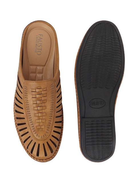 Shop Men Camel Back Open Laser Cut Stitched Ethnic Mojaris Online.