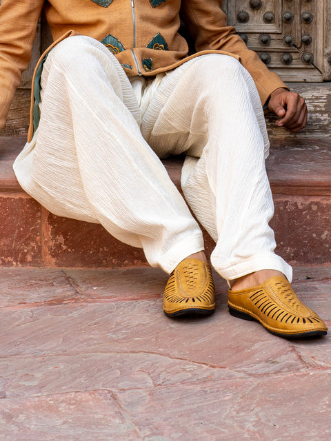 Shop Men Camel Back Open Laser Cut Stitched Ethnic Mojaris Online.