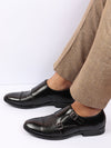 Men Black Monk Double Strap Formal Shoes with TPR Welted Sole