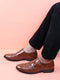 Men Tan Monk Double Strap Party Wear Wedding Shoes with TPR Welted Sole