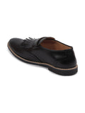 Men Black Monk Single Strap Fringe Formal Shoes with TPR Welted Sole