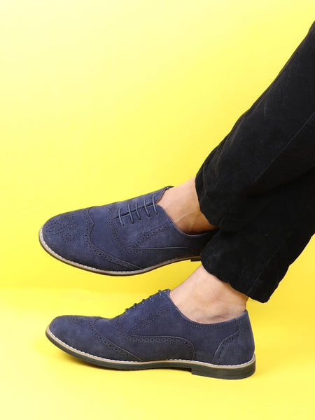 Navy suede oxford shoes top