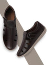 Men Brown Laser Cut Shoe Style Sandals