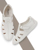 Men White Laser Cut Shoe Style Sandals